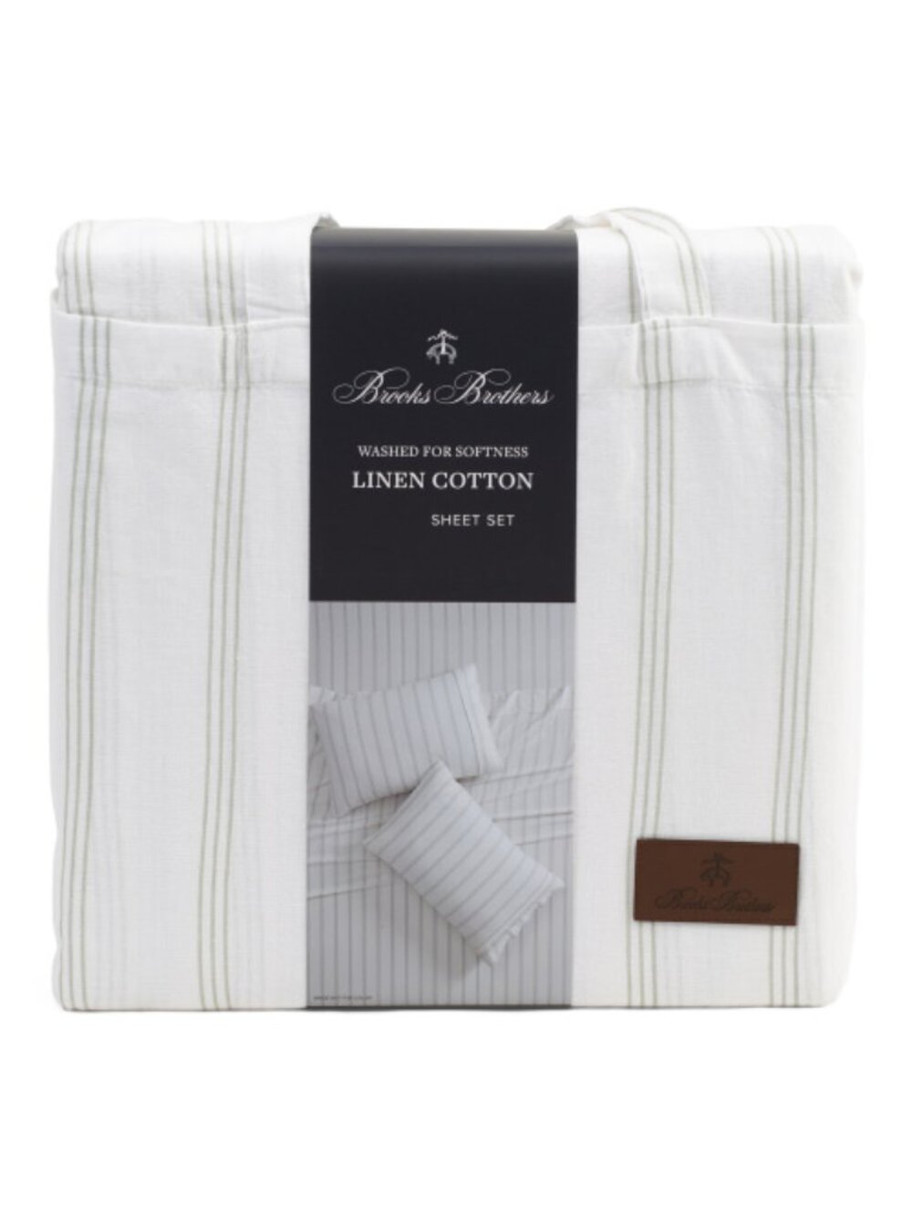 BROOKS BROTHERS Linen And Cotton Blend Washed Sheet Set